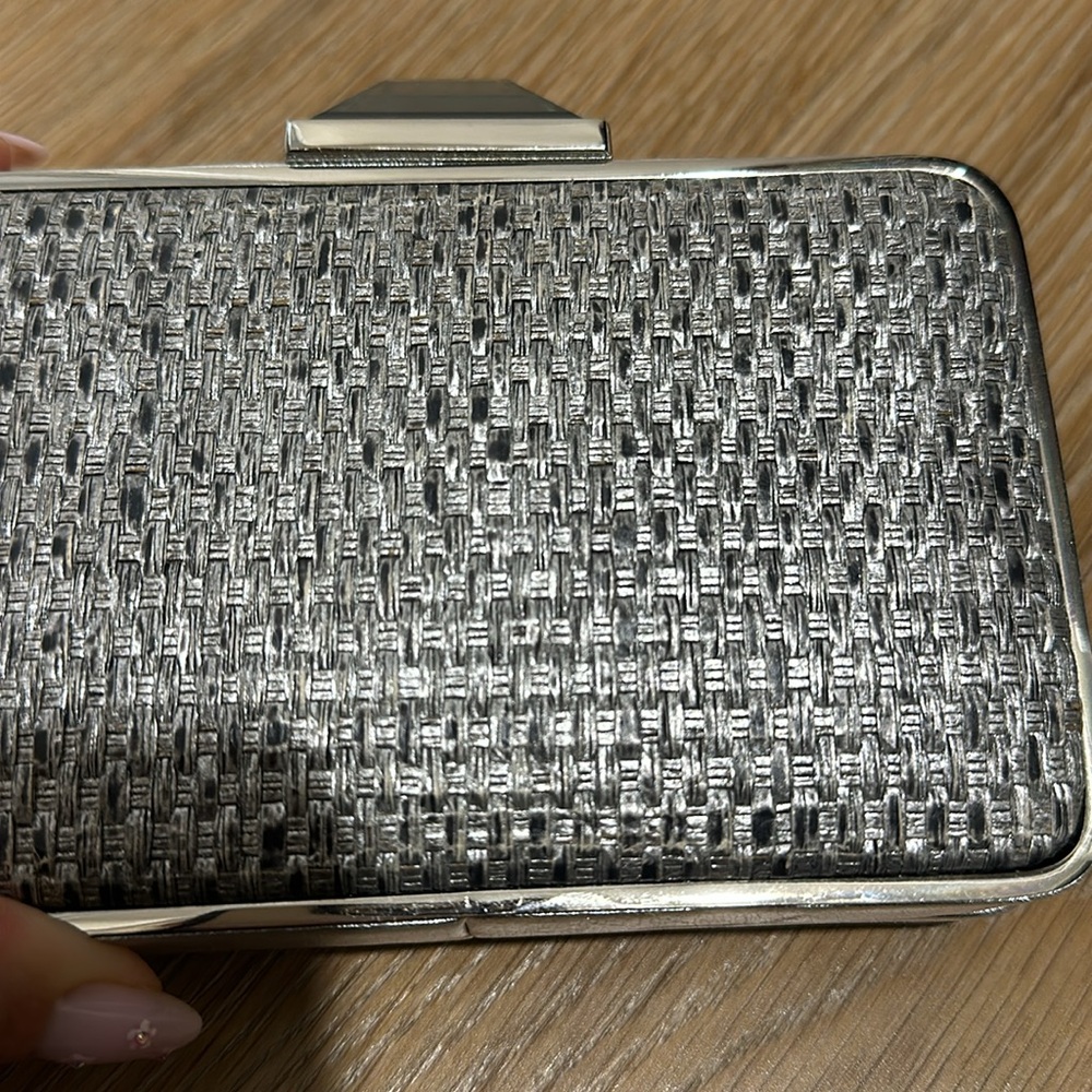 Silver Rectangular Evening Clutch - image 4